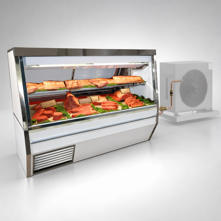 Product image #3 for Howard-McCray 34N Series Double Duty Red Meat Remote Service Case, 144 Inch, White, LED