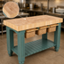 Thumbnail image #4 for American Heritage Maple Gathering Block Wood Work Table with 4-Inch End Grain Top, 3 Wicker Baskets, 48 x 24 x 36 Inches