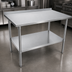 Thumbnail image #3 for John Boos Stallion 60-Inch x 24-Inch 14-Gauge Stainless Steel Work Table with Safety Edge, Rear Up-Turn, and Adjustable Undershelf