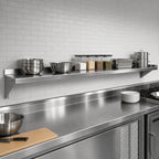 Thumbnail image #3 for John Boos Stallion BHS16144-16/304 Wall-Mounted Stainless Steel Shelf, 144W x 16D, 16-Gauge, Satin Finish, Safety Edge