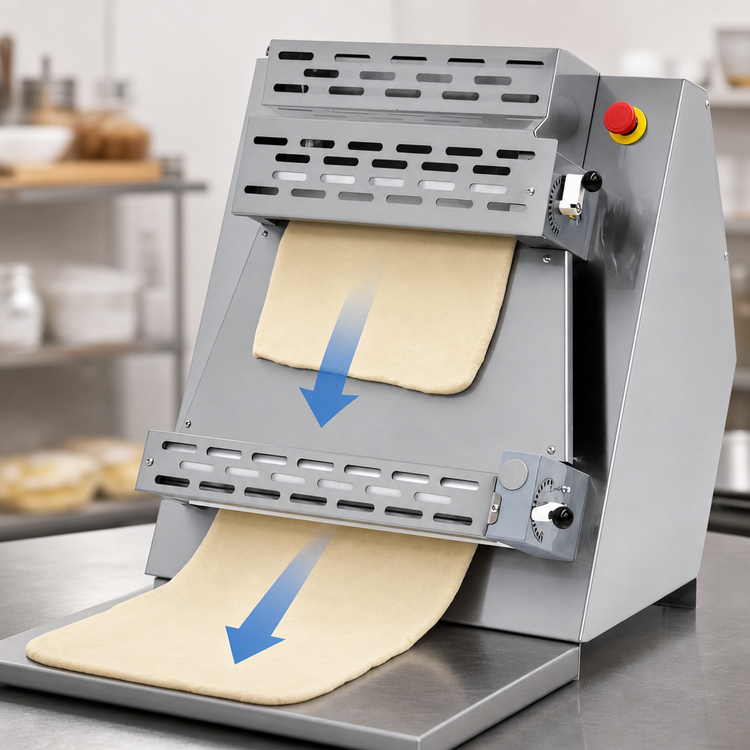 Product image #3 for BakeMax 18-Inch Countertop Two Pass Dough Sheeter, 110V Stainless Steel