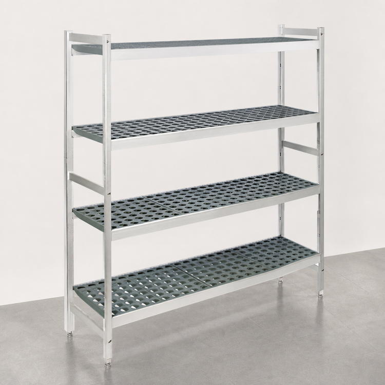 Product image #3 for Fermostock 4-Tier Polymer Starter Shelving Unit with Removable Inserts, 59-Inch W x 14-Inch D x 71-Inch H