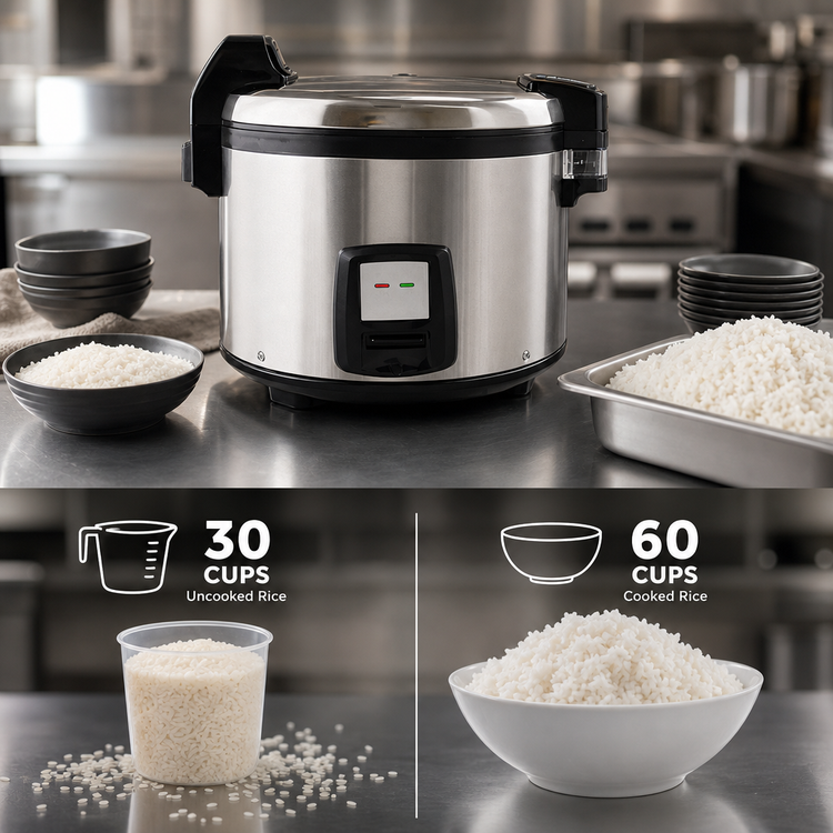 Product image #3 for Thunder Group Commercial 30-Cup Countertop Electric Rice Cooker/Warmer with Digital Controls