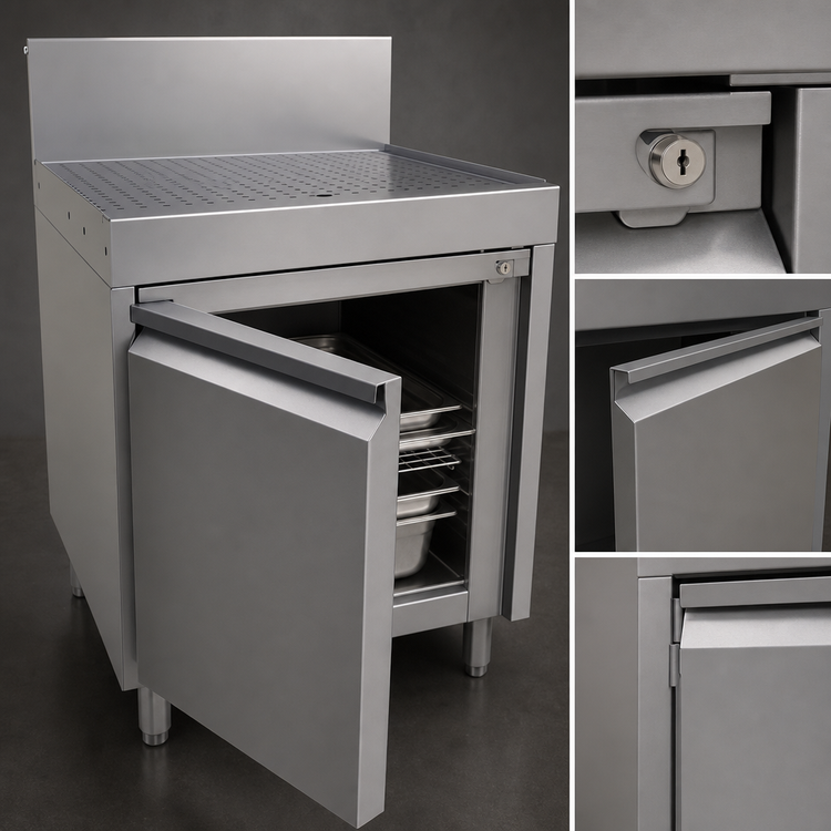 Product image #3 for Glastender Underbar Drainboard Cabinet Base with Hinged Door, 24 Inch W x 24 Inch D, Stainless Steel