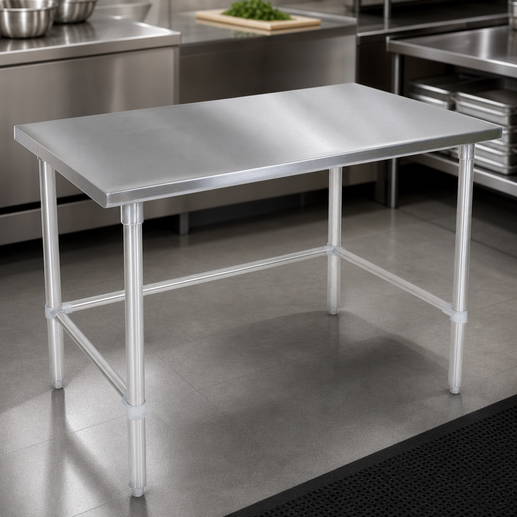Product image #3 for John Boos Stallion 48" x 30" 16-Gauge 300 Series Stainless Steel Top Work Table