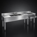 Thumbnail image #3 for Eagle Group 2200 Series BC9-4C-22L 9-Foot Underbar Combination Unit, 4-Compartment Sink, Left Ice Bin, 304 Stainless Steel