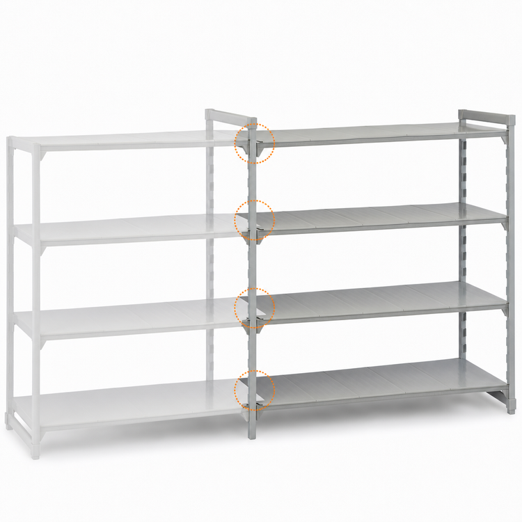 Product image #4 for Cambro Camshelving Premium 4-Tier Solid Add-On Polymer Shelving Unit, 21 x 72 x 72 Inches, Speckled Gray