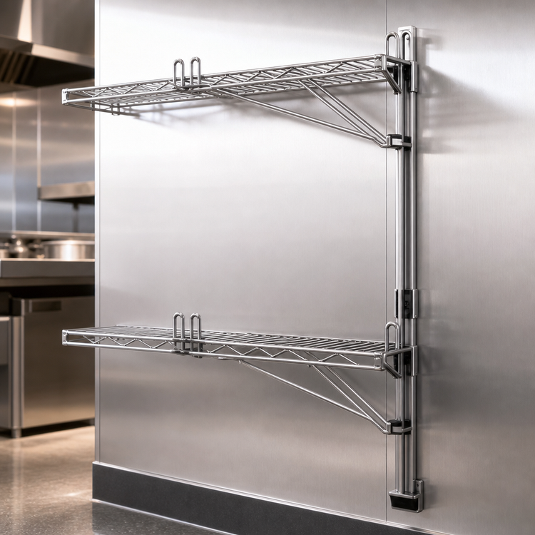 Product image #3 for Eagle Group 63-Inch Stainless Steel Wall-Mount Wire Shelving Post, 1-Inch Diameter
