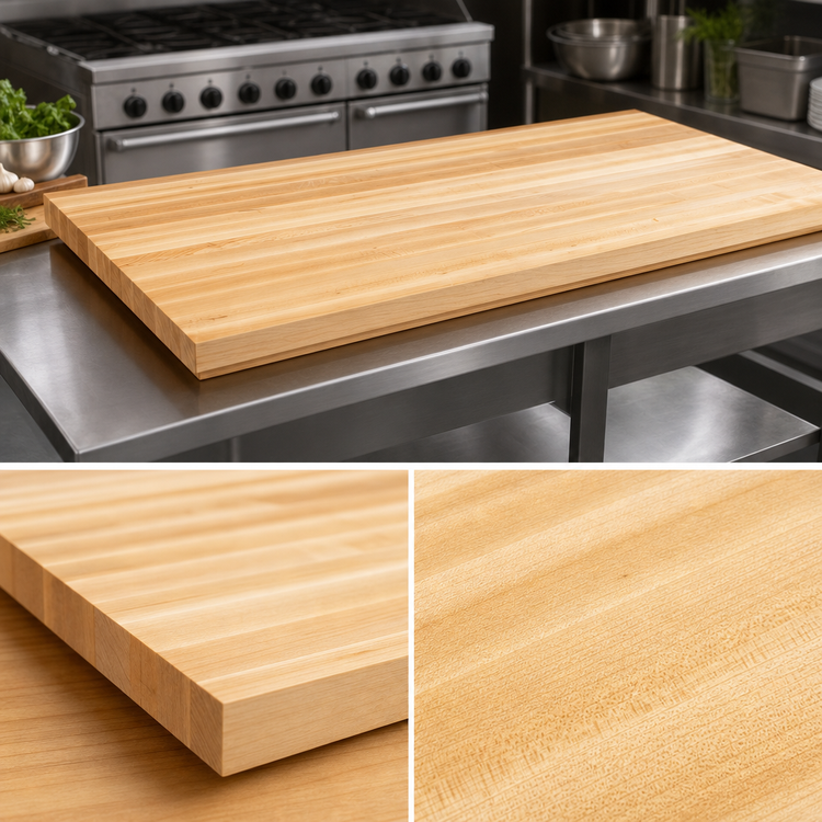 Product image #3 for Boos Block 72" x 27" x 1-1/2" Thick Edge Grain Northern Hard Rock Maple Kitchen Countertop, Oil Finish