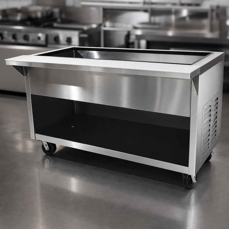 Product image #3 for Heavy Duty Ice-Cooled Stainless Steel Serving Counter with Enclosed Base, 2-Pan, 31-13/16 Inch Wide
