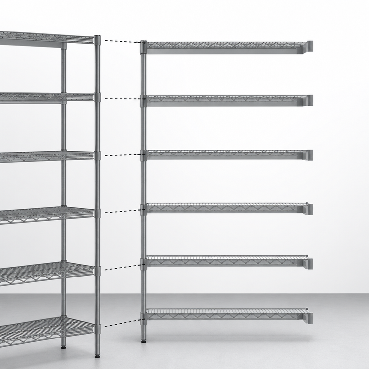 Product image #3 for Valu-Master 5-Tier Add-On Wire Shelving Unit, 42-Inch W x 21-Inch D x 86-Inch H, Pewter Gray Epoxy Finish