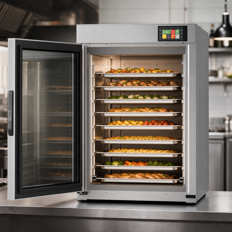 Product image #4 for UNOX Evereo 600 Electric Food Preserver Holding Cabinet, 10 GN 1/1 Tray Capacity, Left-Hinged Double Glass Door
