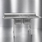 Thumbnail image #3 for Eagle Group 314-16-2-3VP 2-Compartment Stainless Steel Floor Sink, 41"W, 16" x 20" x 13-1/2" Bowls, 9-1/2" Backsplash Case of 3