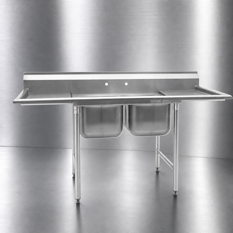 Product image #3 for Eagle Group 314 Series 2-Compartment Stainless Steel Floor Model Sink with 9-1/2" Backsplash