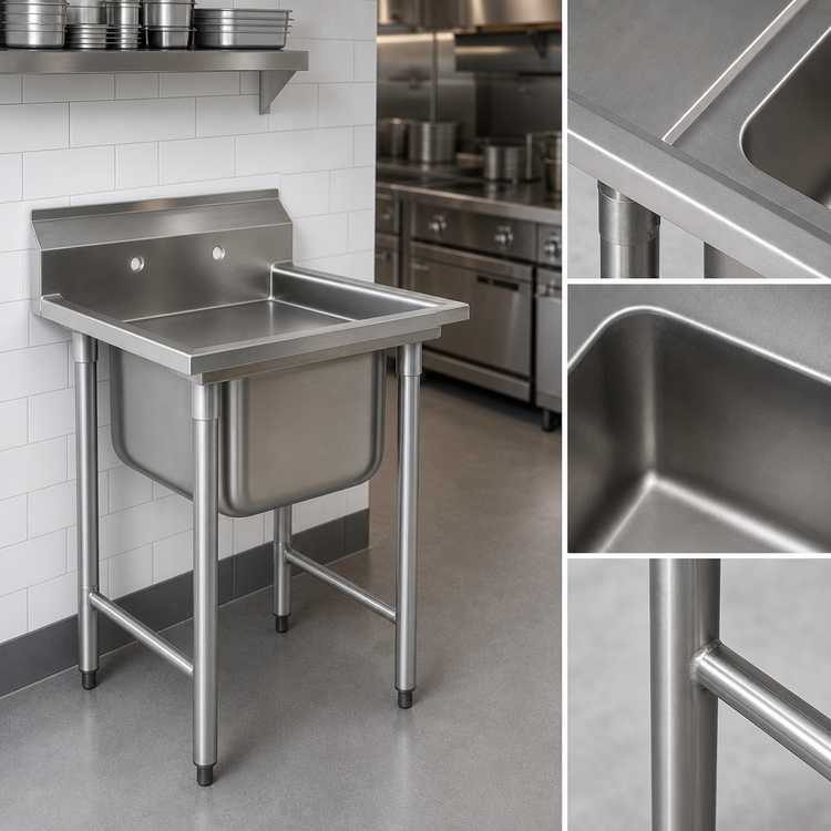Product image #3 for Eagle Group 314 Series One-Compartment 304 Stainless Steel Sink with Left Drainboard
