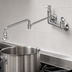 Thumbnail image #3 for T&S Brass 8-Inch Wall Mount Chrome-Plated Brass Pot Filler Mixing Faucet with 24-Inch Double-Joint Swing Nozzle