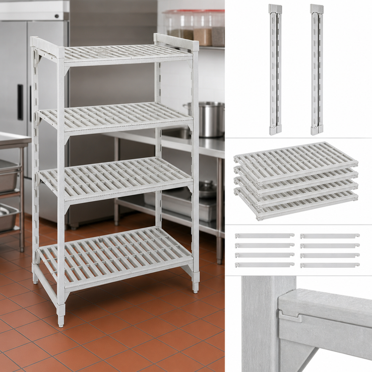 Product image #4 for Cambro Camshelving Premium 24 x 24 x 64 Inch 4-Tier Vented Stationary Starter Shelving Unit