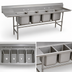 Thumbnail image #3 for Advance Tabco Regaline 4-Compartment Sink with Left & Right Drainboards