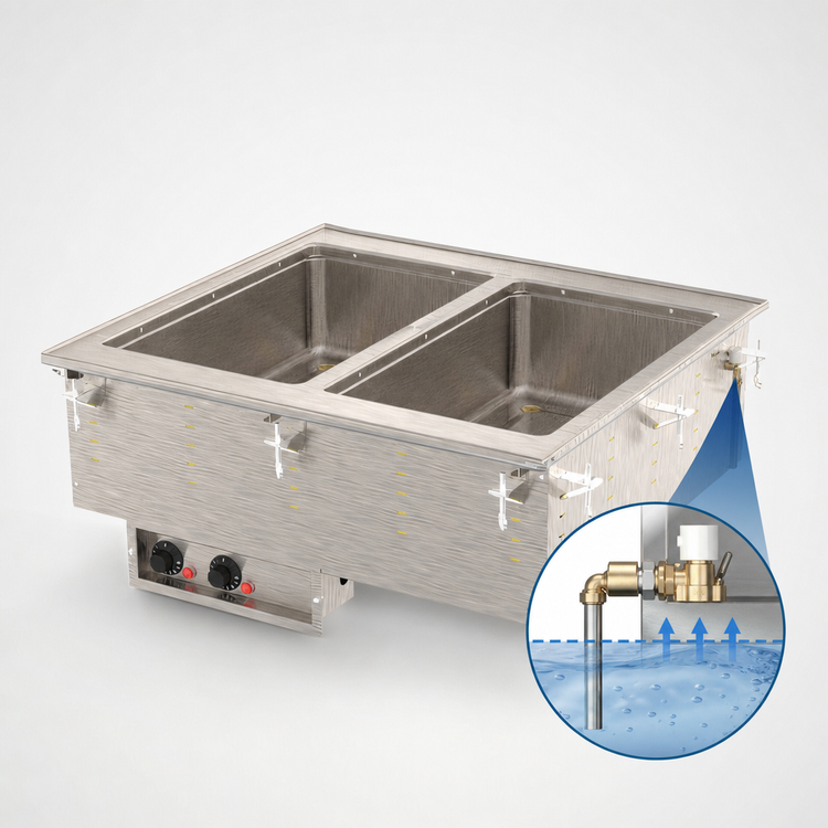 Product image #3 for Vollrath Two-Well Drop-In Electric Hot Food Well with Auto-Fill and Infinite Controls, 120V