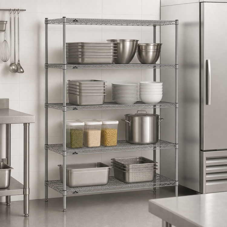 Product image #3 for Metro Super Erecta 42W x 21D x 63H Stationary Starter Wire Shelving Unit with 4 Shelves, Metroseal Gray and Microban