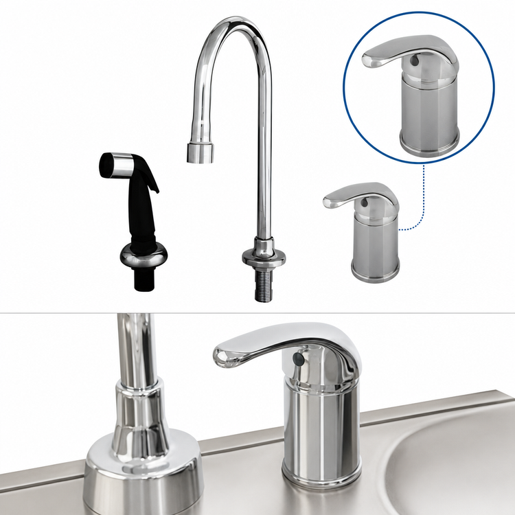 Product image #3 for T&S Brass Side Mount Pre-Rinse Faucet with Rigid Gooseneck and Sidespray