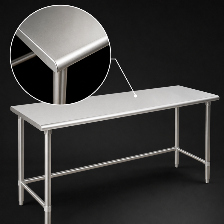 Product image #3 for Deluxe Series Stainless Steel Work Table, 144W x 30D, Flat Top, Tubular Base