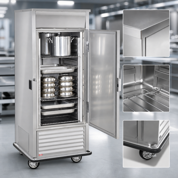 Product image #3 for Mobile GN Freezer with Stainless Steel Construction, 1 Solid Door, 3 Adjustable Shelves, and Bottom-Mounted Compressor