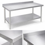 Thumbnail image #3 for Klinger's Trading 16GA-ABST2484 84-Inch x 24-Inch Stainless Steel Work Table with 16-Gauge Top, 2-Inch Rear Up-Turn and Undershelf