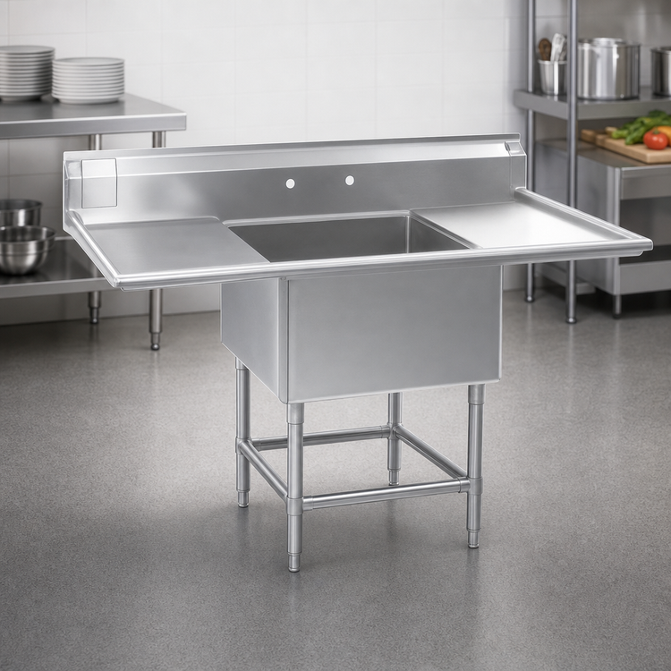 Product image #3 for Spec-Master 1-Compartment Commercial Stainless Steel Sink with Left & Right 36-Inch Drainboards
