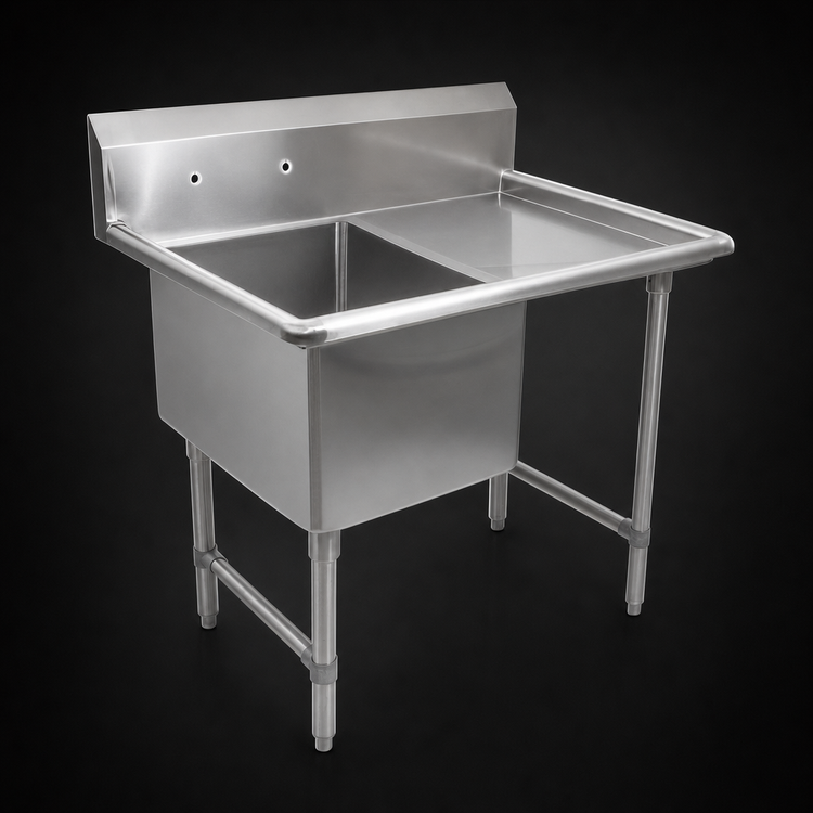 Product image #3 for John Boos B Series 1-Compartment Sink with Right Drainboard and 10-Inch Backsplash