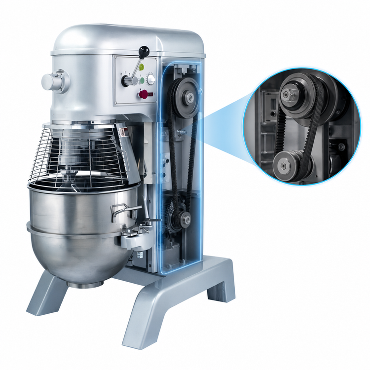 Product image #3 for BakeMax 60 Qt Heavy Duty Floor Model Planetary Mixer, Belt-Driven, 3-Speed, 2 HP