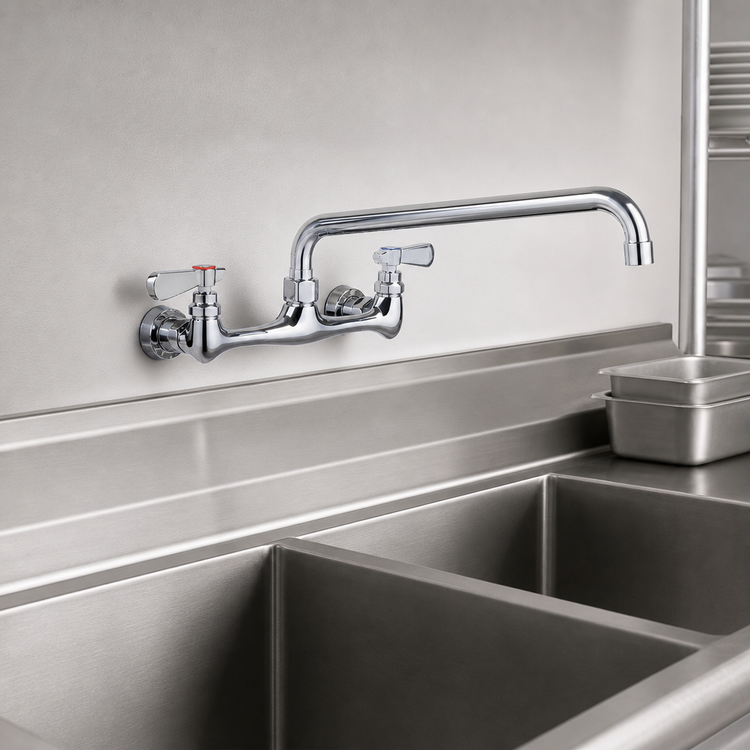 Product image #3 for Steel Works Stainless Wall-Mount Faucet with 8-Inch Centers and 10-Inch Swing Spout