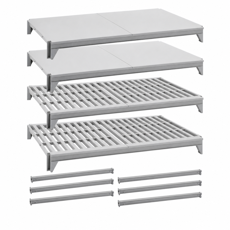 Product image #4 for Cambro Camshelving Premium 24" x 72" 4-Shelf Mixed Shelf Kit