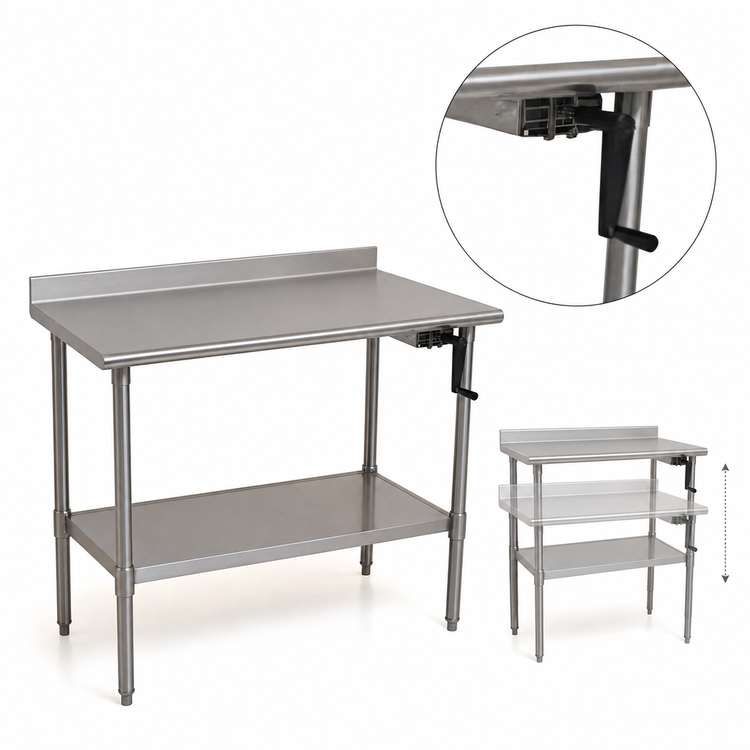 Product image #3 for Eagle AdjusTable 48" W x 30" D ADA/Ergonomic Height Adjustable Stainless Steel Work Table with 4" Backsplash