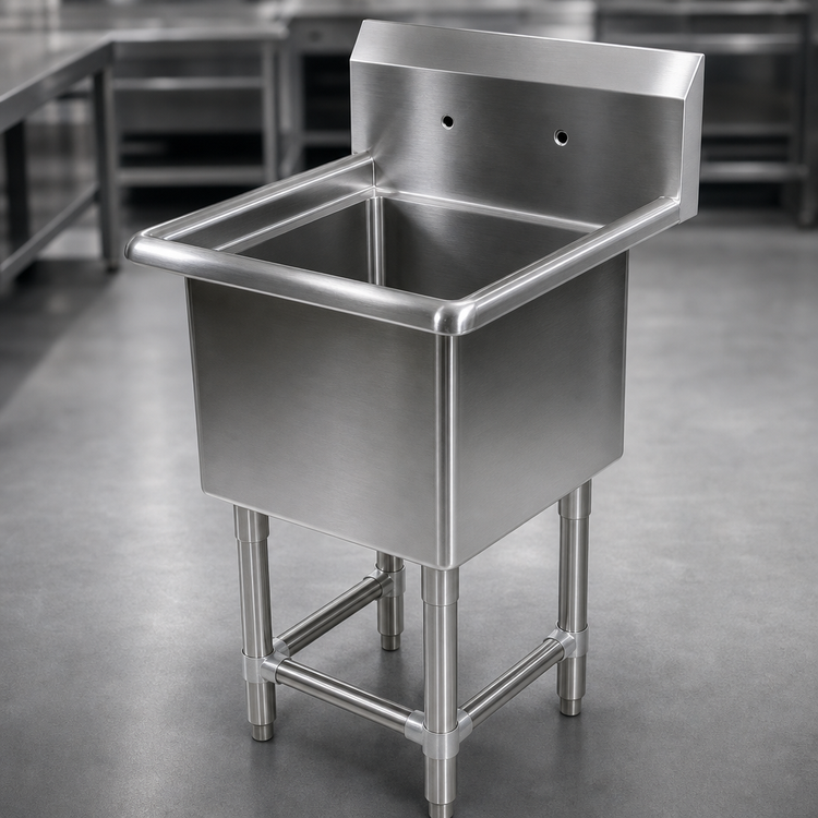 Product image #3 for John Boos Pro-Bowl 1-Compartment Stainless Steel Floor Sink with 16 x 20 x 14-Inch Bowl and 10-Inch Backsplash