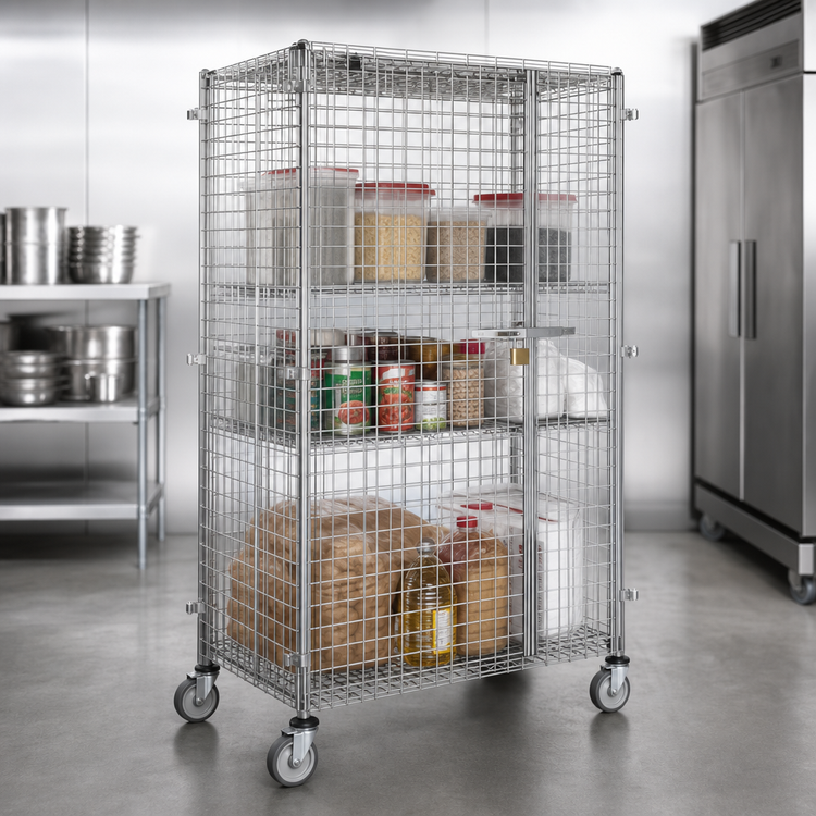 Product image #3 for Eagle Group QuadTruss Mobile Wire Security Cage with Padlock Doors, 39-1/4" W x 27-1/4" D x 69" H
