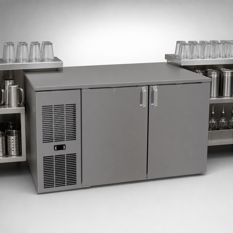 Product image #3 for Glastender 52-Inch One-Zone Pass-Thru Low Profile Back Bar Cooler, Two-Section, Front-Serviced, R290