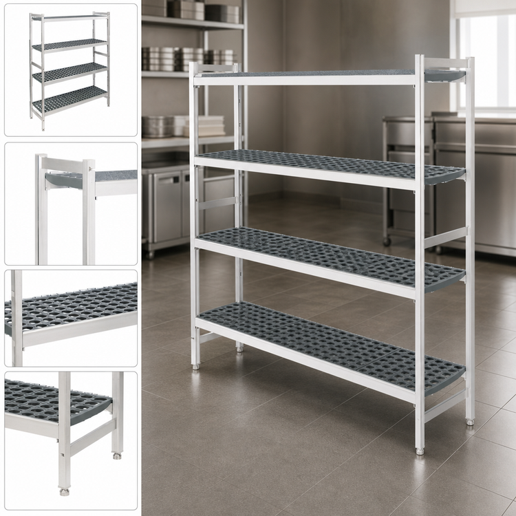 Product image #3 for Fermostock 4-Tier Stationary Polymer Shelving Starter Unit, 35W x 18D x 71H