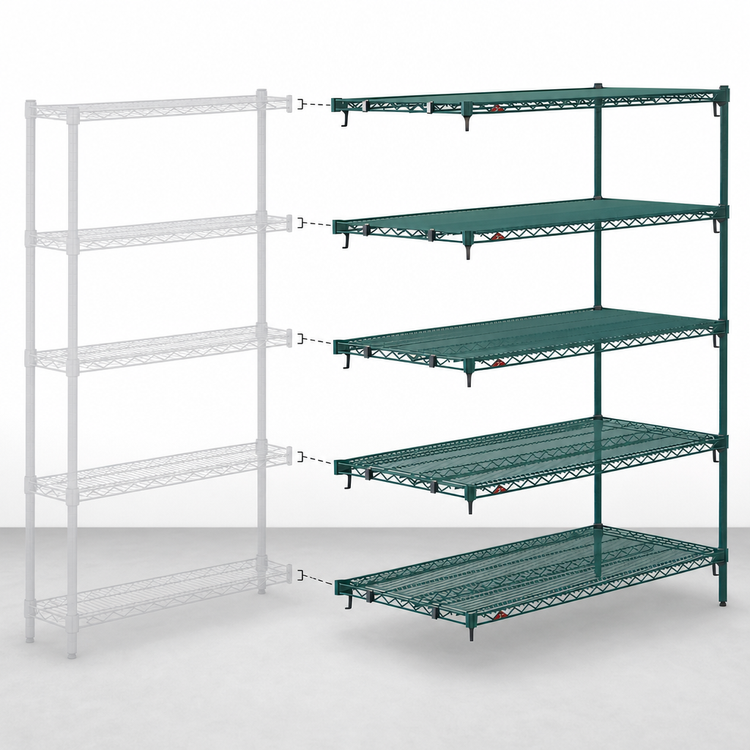 Product image #4 for Metro Super Erecta Super Adjustable Add-On Wire Shelving Unit, 42 x 24 x 74 Inches, 5 Shelves, Green Epoxy-Coated