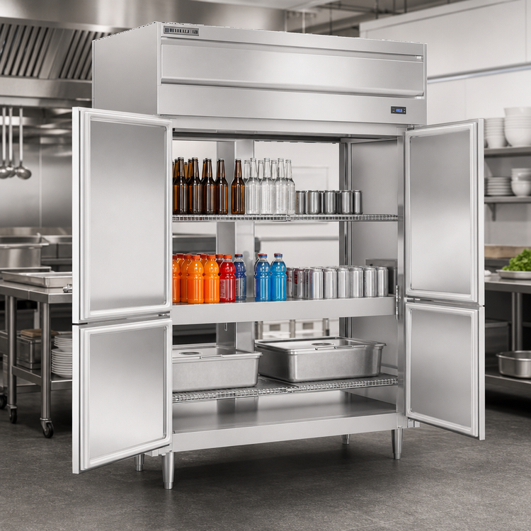 Product image #3 for Beverage-Air P Series Top-Mount Pass-Thru Two-Section Warming Cabinet, 43.3 Cu. Ft., 4 Solid Doors
