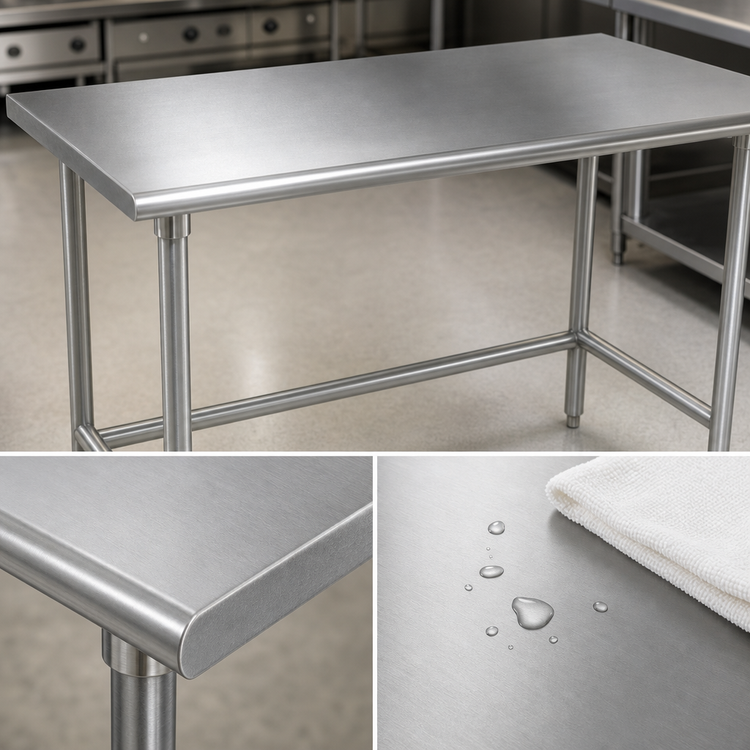 Product image #3 for Advance Tabco 84-Inch x 24-Inch Stainless Steel Work Table with Open Base and Cross-Braced Legs