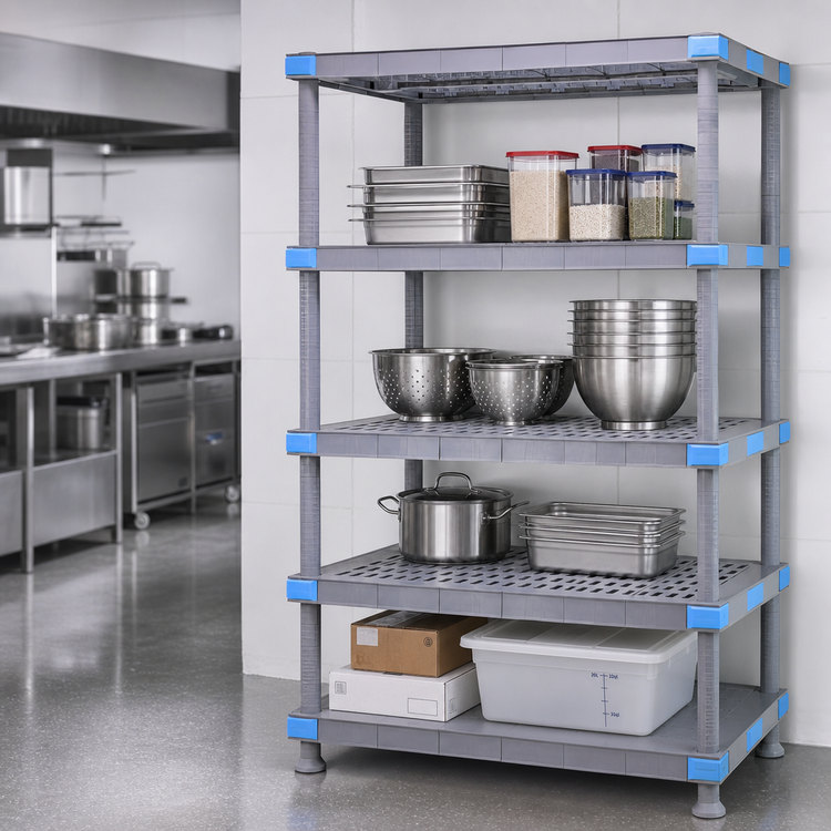 Product image #3 for Quantum Millenia Polymer Shelving Unit with Dunnage Stand, 60 x 24 x 86 Inches, 2000 lb Capacity