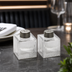 Thumbnail image #3 for Vintage Ribbed Square Stainless Steel and Glass Salt & Pepper Shaker Set, 2 oz.