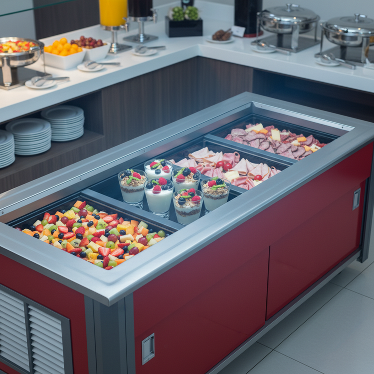 Product image #2 for Atlas Metal BLC-3-RM-BU 3-Pan Mobile Refrigerated Buffet Serving Counter