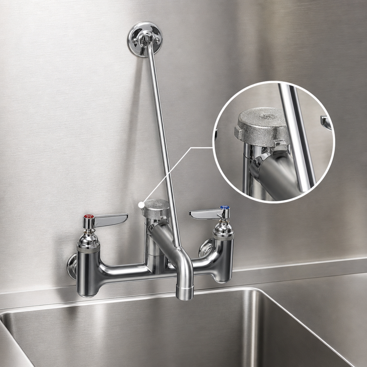 Product image #3 for Mop Sink Service Faucet with Vacuum Breaker, 8 Inch Center, 1/2 Inch NPT Female Inlets