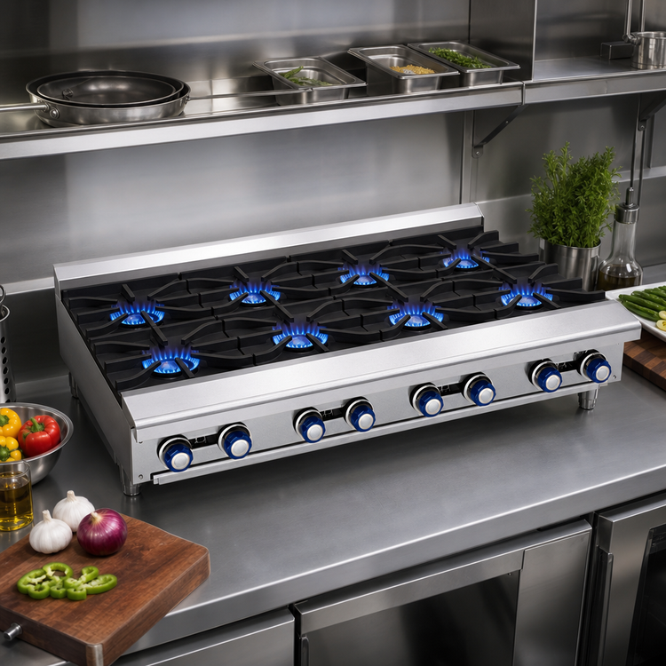 Product image #3 for Imperial 48-Inch Commercial Countertop Gas Hot Plate with 8 Open Burners and Standing Pilots