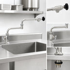 Thumbnail image #3 for Fisher 5030 Single-Hole Deck-Mount Manual Faucet, 3/4-Inlet, 10-Inch Double-Jointed Spout, Cross Handles, Stainless Steel