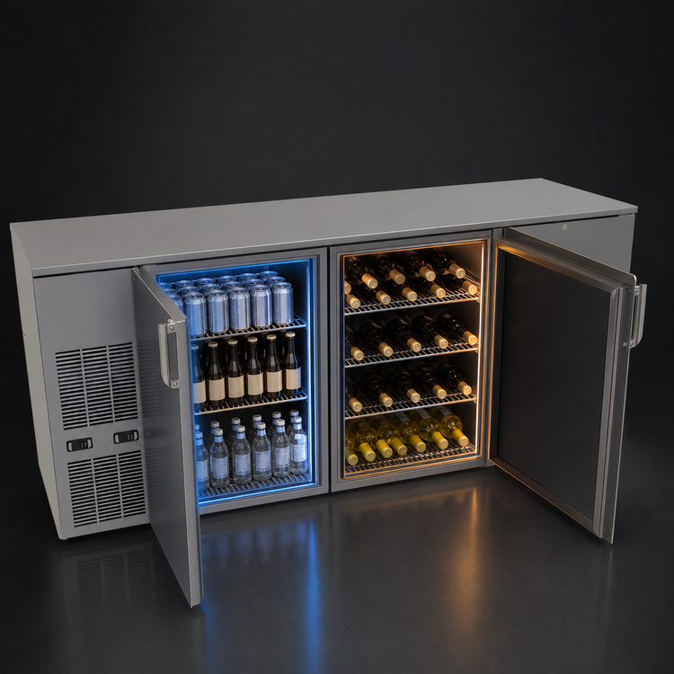 Product image #3 for Glastender C2FB84 Two-Zone Front-Serviced Bar Profile Back Bar Cooler, 84 Inch, 3-Section