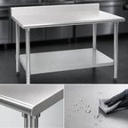 Thumbnail image #3 for Eagle Group Budget Series T2472B-BS 72-Inch x 24-Inch 430 Stainless Steel Work Table with 4-1/2-Inch Backsplash and Galvanized Undershelf