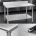 Thumbnail image #3 for Eagle Group Budget Series 72-Inch x 24-Inch 430 Stainless Steel Work Table with 4-1/2-Inch Backsplash and Galvanized Undershelf